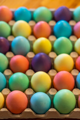 Fototapeta na wymiar area laid out of colored Easter eggs