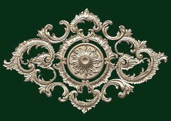 Vintage ornament. Floral border and frames. antique golden frame isolated. 3d illustration