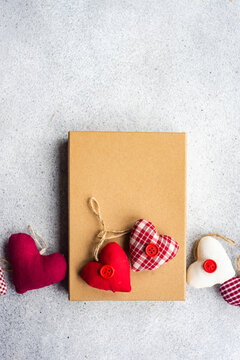 Rustic Gift Box With Textile Hearts