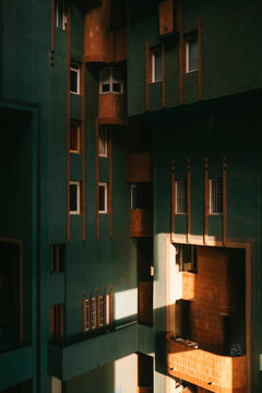 Facade of landmark building with green walls