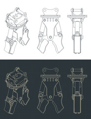 Demolition hydraulic scrap shear cutter blueprints