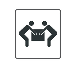 Monochromatic Two Persons to Lift icon. 