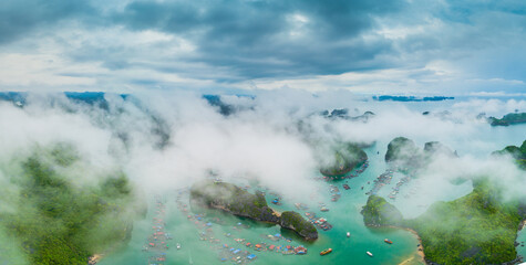 panoramic view of sand ba bay in haiphong vietnam seen from above
