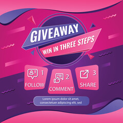 Giveaway quiz contest for social media feed. template giveaway prize win competition follow the steps below