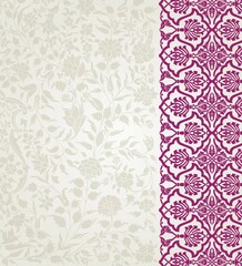 wedding card design, traditional paisley floral pattern , royal India	