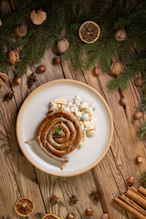 Christmas wine sausage served with potato salad