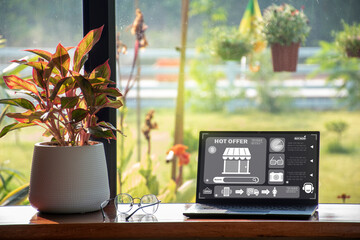 Online shopping on laptops and products online.