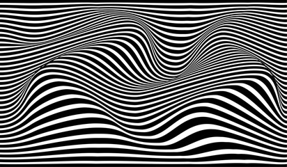 Fototapeta na wymiar Geometric pattern. Vector. Black wavy stripes background. abstract striped waves