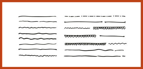 Super set of hand drawn lines and underlines. Doodle. Hand drawn icons set vol 2. Vector illustration.