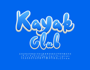 Vector modern Emblem Kayak Club. Bright artistic Font. Creative Alphabet Letters and Numbers set. 