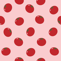 Tomato pattern vector file with pink background. It can be used for wallpaper, home decoration,Art, print, packaging design, fashion, etc.
