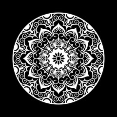 Mandala design template with black background

