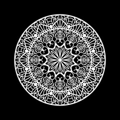 Mandala design template with black background