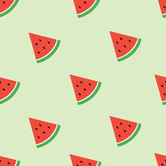 Watermelon pattern vector file with bright green background. It can be used for wallpaper, home decoration,Art, print, packaging design, fashion, etc.