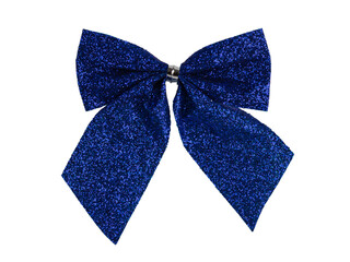 decoration for a gift, Christmas tree decorative bow with sequins, isolated on a white background