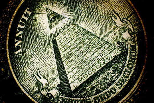 All Seeing Eye on Back of Dollar Bill American Money Old Weathered Paper