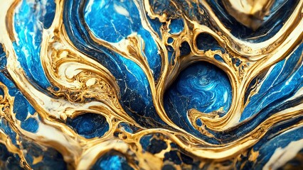 Gold and blue liquid. Made by AI.