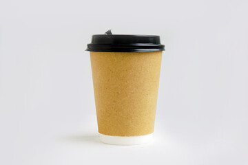 Eco beige paper drink cup on a white background