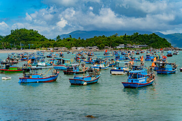 Fototapeta na wymiar Fishing boats. Vietnamese fishing village, near Nha Trang. 