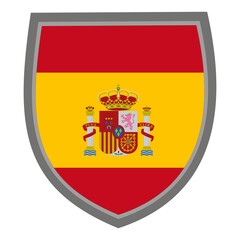 Fototapeta premium Shield with the colors flag of the Kingdom of Spain, Spanish flag cut out, original RGB color