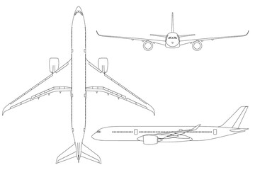 Avión de línea de largo alcance a350 - obrazy, fototapety, plakaty