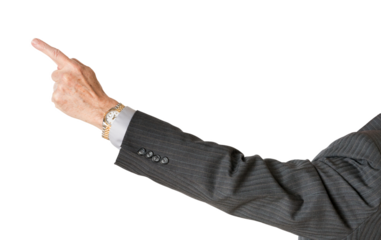 Senior caucasian executive pointing finger and isolated