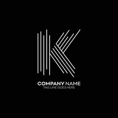 K logo, line art K letter logo design template