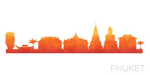 Phuket, Mueang Phuket District, Thailand Low Poly Skyline Clip Art City Design. Geometric Polygon Graphic Horizon Icon. Vector Illustration Symbol. - obrazy, fototapety, plakaty