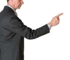 Senior caucasian executive pointing finger and isolated