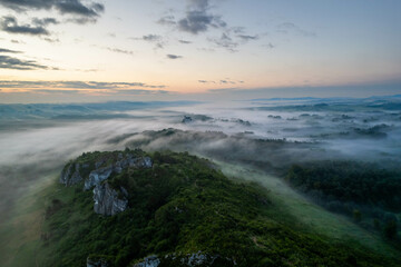 Castle Bobolice in the fog