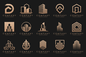 Set of Building, Real Estate, and Construction logo design inspiration.
