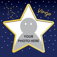 Star Shaped Frame in Starry Night Sky With Virgo Zodiac Constellation