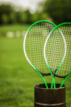 Badminton Racquets In Container