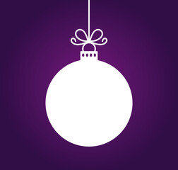 Christmas ball ornament on purple background.