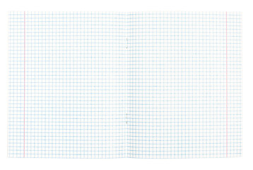 Open blank graph paper notebook isolated on transparent background