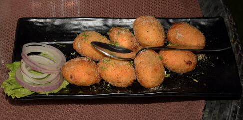 Indian snacks Dahi Ke Kebab which means kebabs made of yogurt 