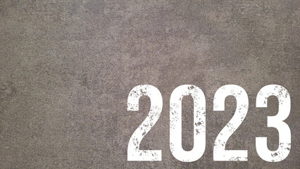 happy new year 2023 minimalist gray background with minimalist office