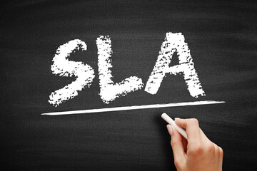 SLA Service Level Agreement - commitment between a service provider and a client, acronym text on...