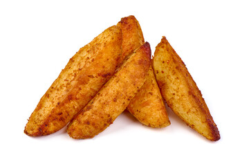 Baked Potato Wedges, isolated on white background.