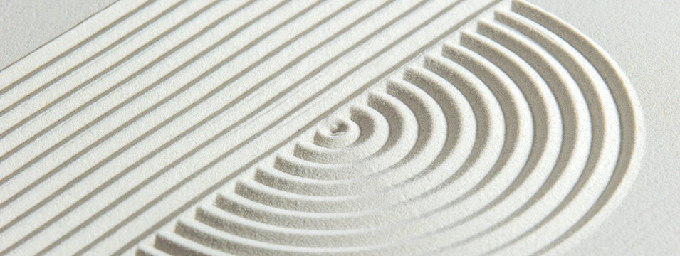  textured sand and stone in Japanese zen garden