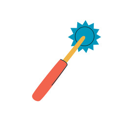 Leather craft knife sewing clip art. Log pressure cloth tooth for stitching, stamping, punch. Hand drawn illustration, isolated vector. Atelier or hand made studio sewing item, craft accessories