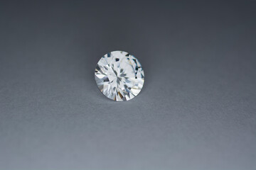 Round diamond faceted cubic zirconia, cubic crystalline form of zirconium dioxide (ZrO2) colorless...