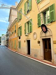 Old town in Monaco, street in Monaco city. Exterior view on colorful building.