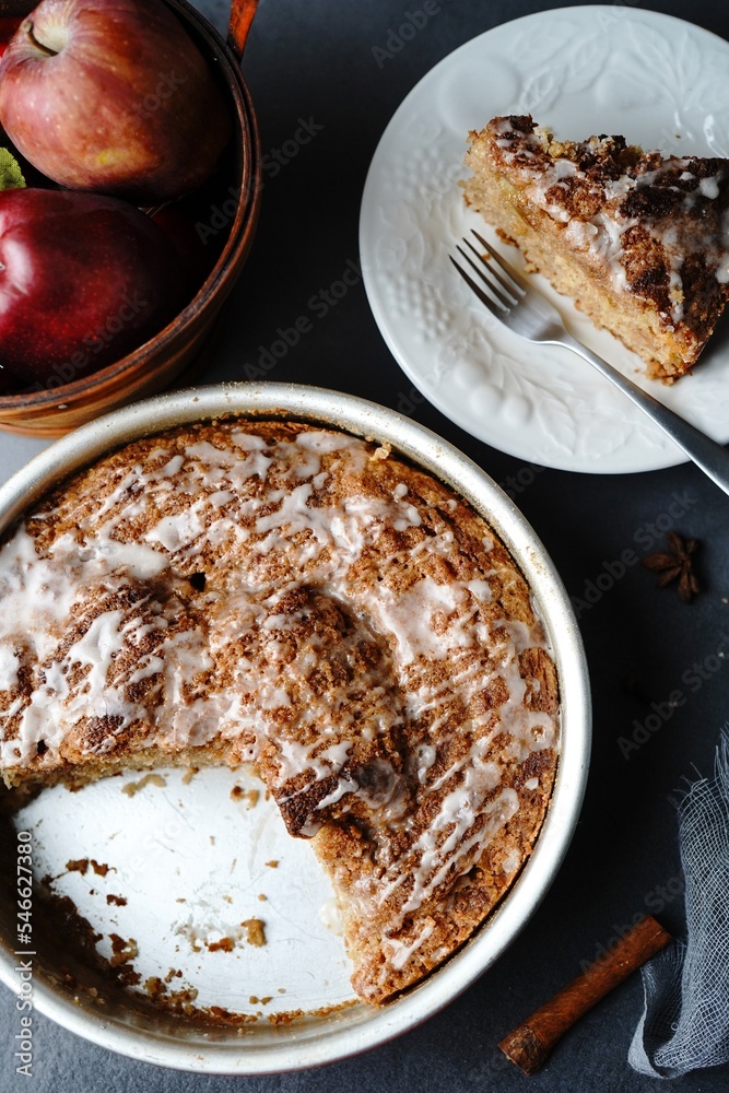 Wall mural homemade apple cider spice cake- thanksgiving autumn dessert