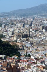 Fototapeta na wymiar Catedral de Málaga y alrededores desde el Monte Victoria, Andalucía, España