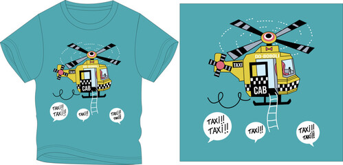 HALICOPTER TEXI t-shirt graphic design vector illustration
