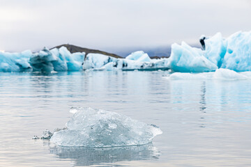 Icebergs at Jökulsarlon glacier lagoon