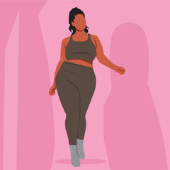 illustration of  a model in a pink dress with a gym wear