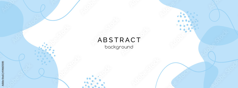 Poster minimal vector banner in blue colors. abstract organic shapes background with copy space for text. f