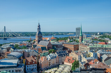 Fototapeta na wymiar View of Riga city center from above